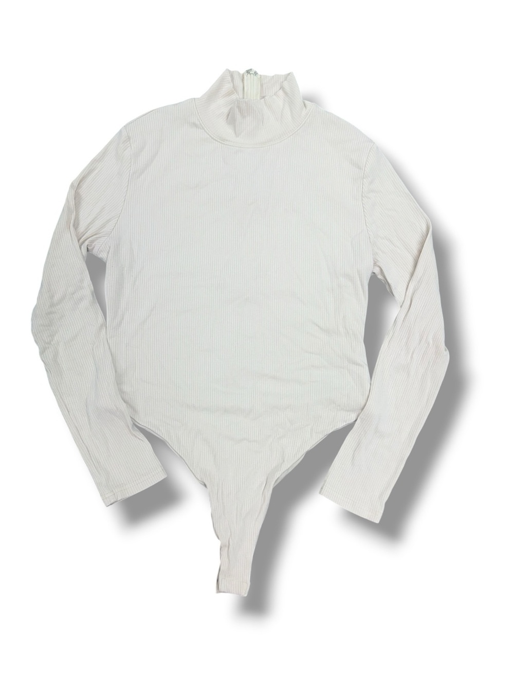 By Egreis Cream Ribbed Long Sleeve Bodysuit